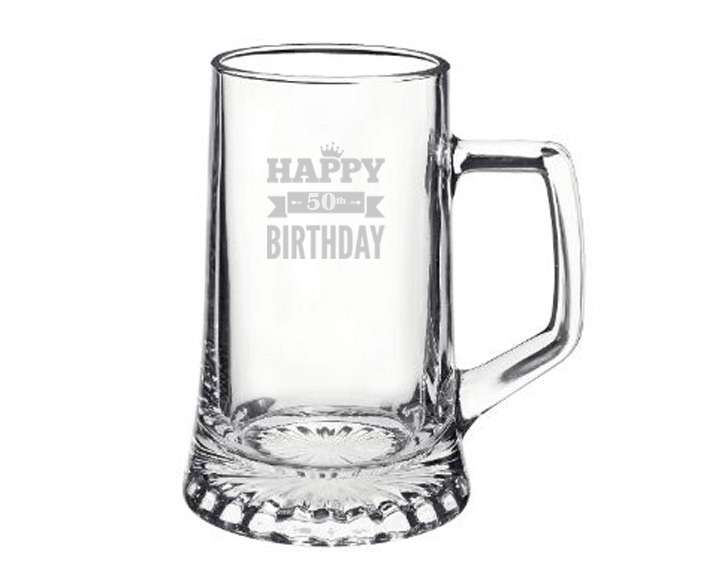 10. 50th Birthday Bormioli Stern Glass Beer Mug