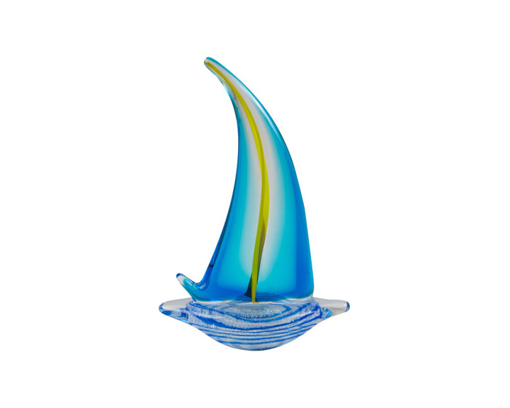 22. Zibo Coloured Glass Yacht Blue and Yellow