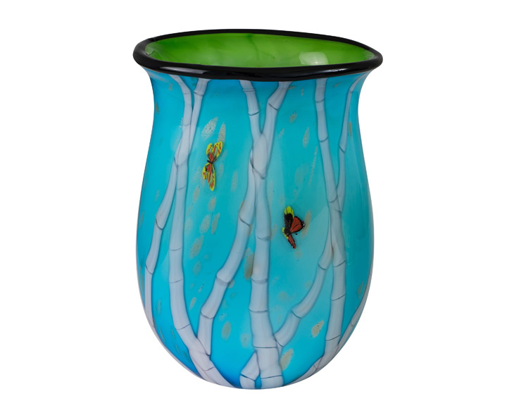 19. Zibo Coloured Glass 'Gu An' Bamboo Artist