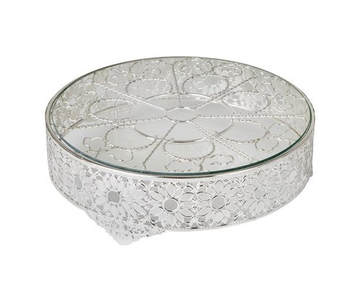 04. \"Daisy\" Silver Plated & Glass Cake Stand