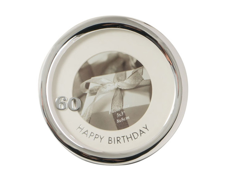 03. "60th Birthday" Silver Round Photo Frame