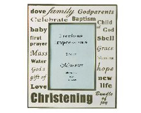 17. Christening Religious Occasion Photo Frame, White/Silver, 4x