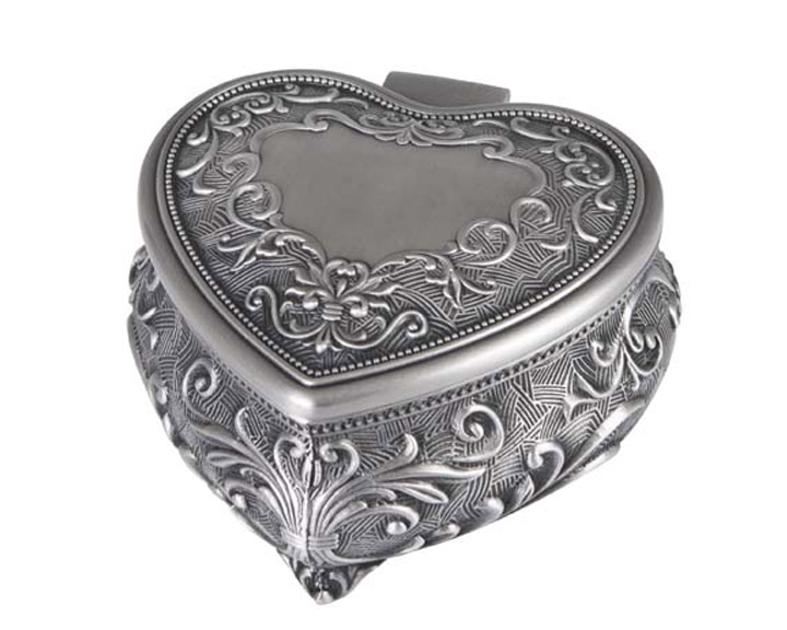 06. Pewter Deco Heart Jewel Box, 3\"