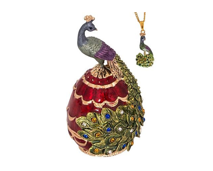 14. Peacock Hidden Treasure Tinket Box with Necklace