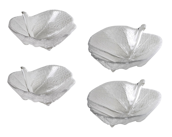 08. Etna Glassware - \'Balia\' Leaf Bowl Clear Set of 4