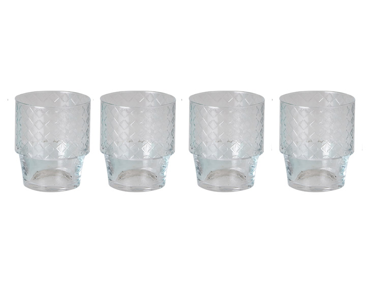 09. Etna Stackable Column Clear Tumblers, Set of 4