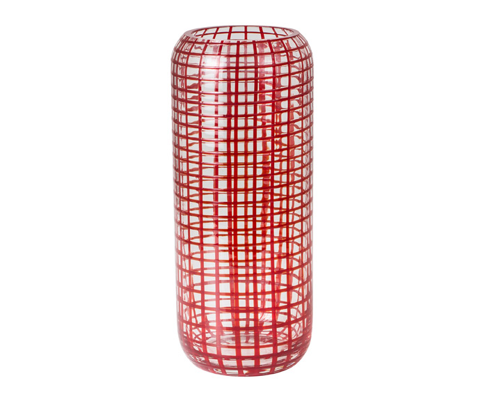 20. Etna Glassware - 'Net' Red Lines Vase