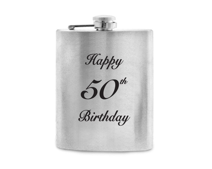 12. 50th Birthday Stainless Steel Hip Flask