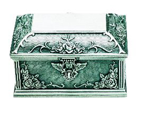 03. Pewter Jewel Box with Cupid Lock, Rectangular