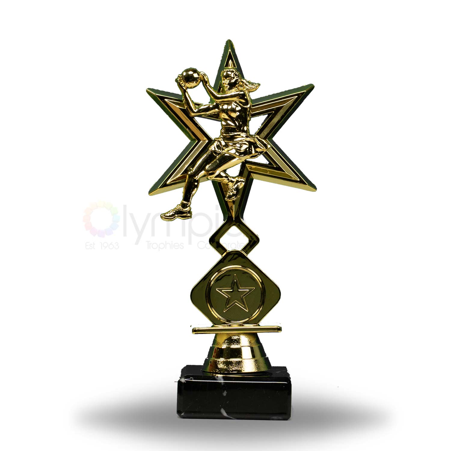 Star Series Netball Female Figure On Marble Base Trophy