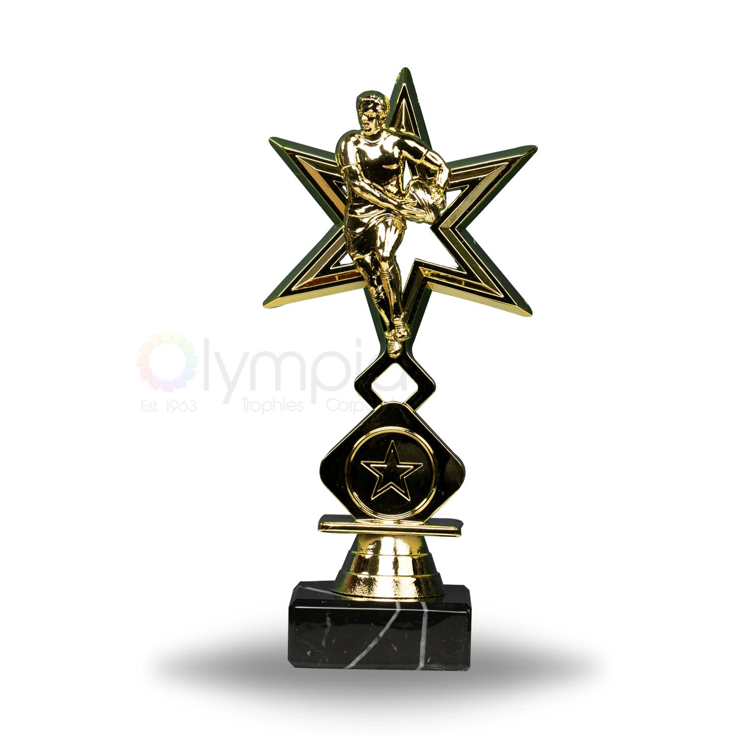Male Rugby On Marble Base Trophy