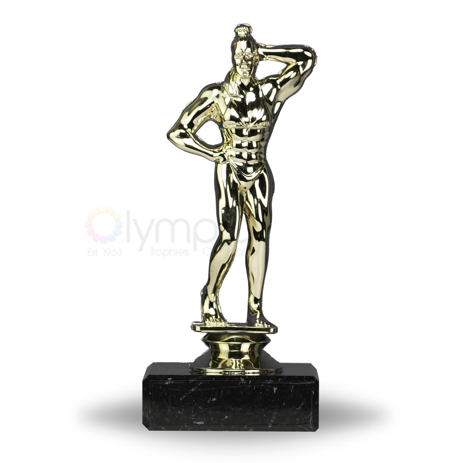 Bodybuilder Female Figure On Marble Base Trophy