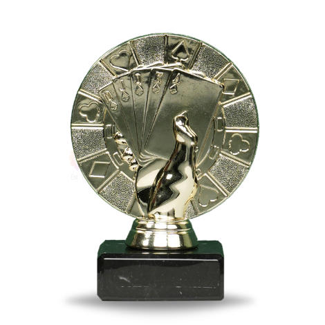 Poker Hand On Marble Base Trophy