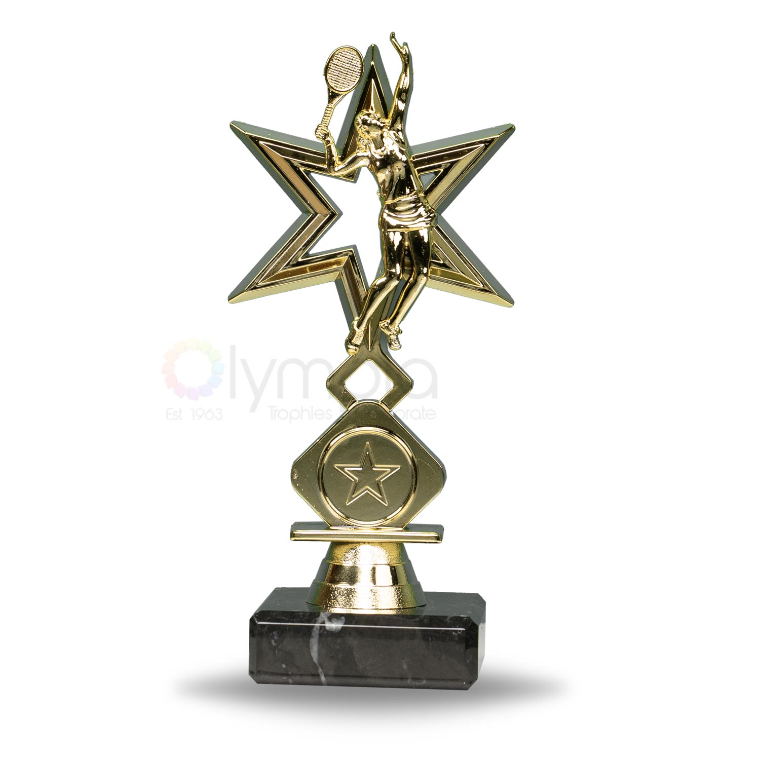 Tennis Female Figure On Marble Base Trophy