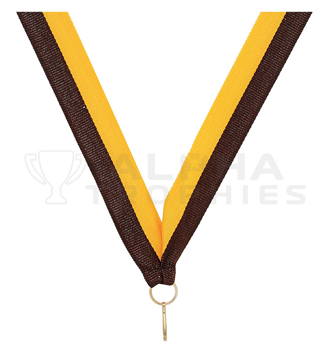 Brown / Gold V Neck Ribbon