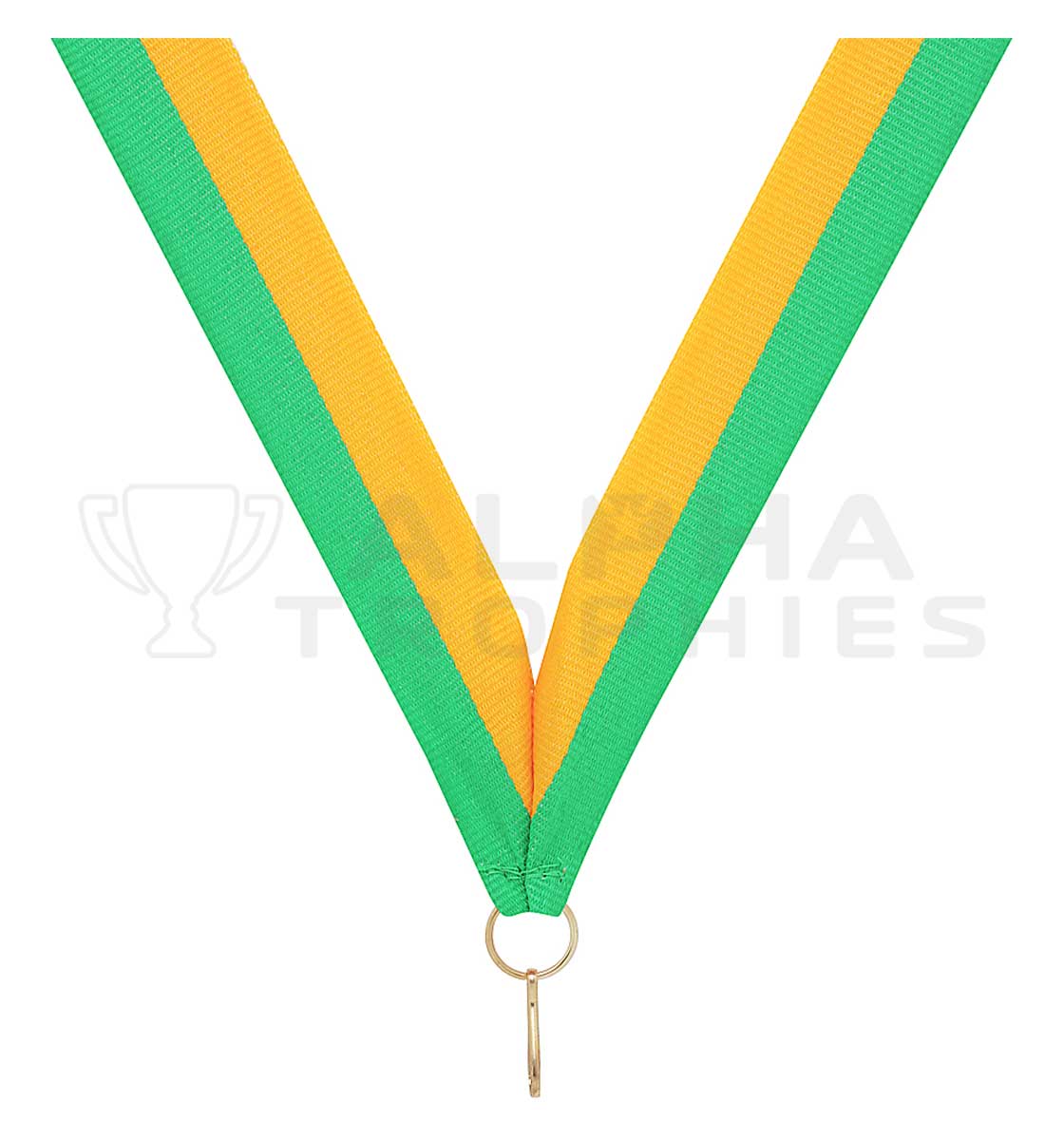 Green / Gold V Neck Ribbon