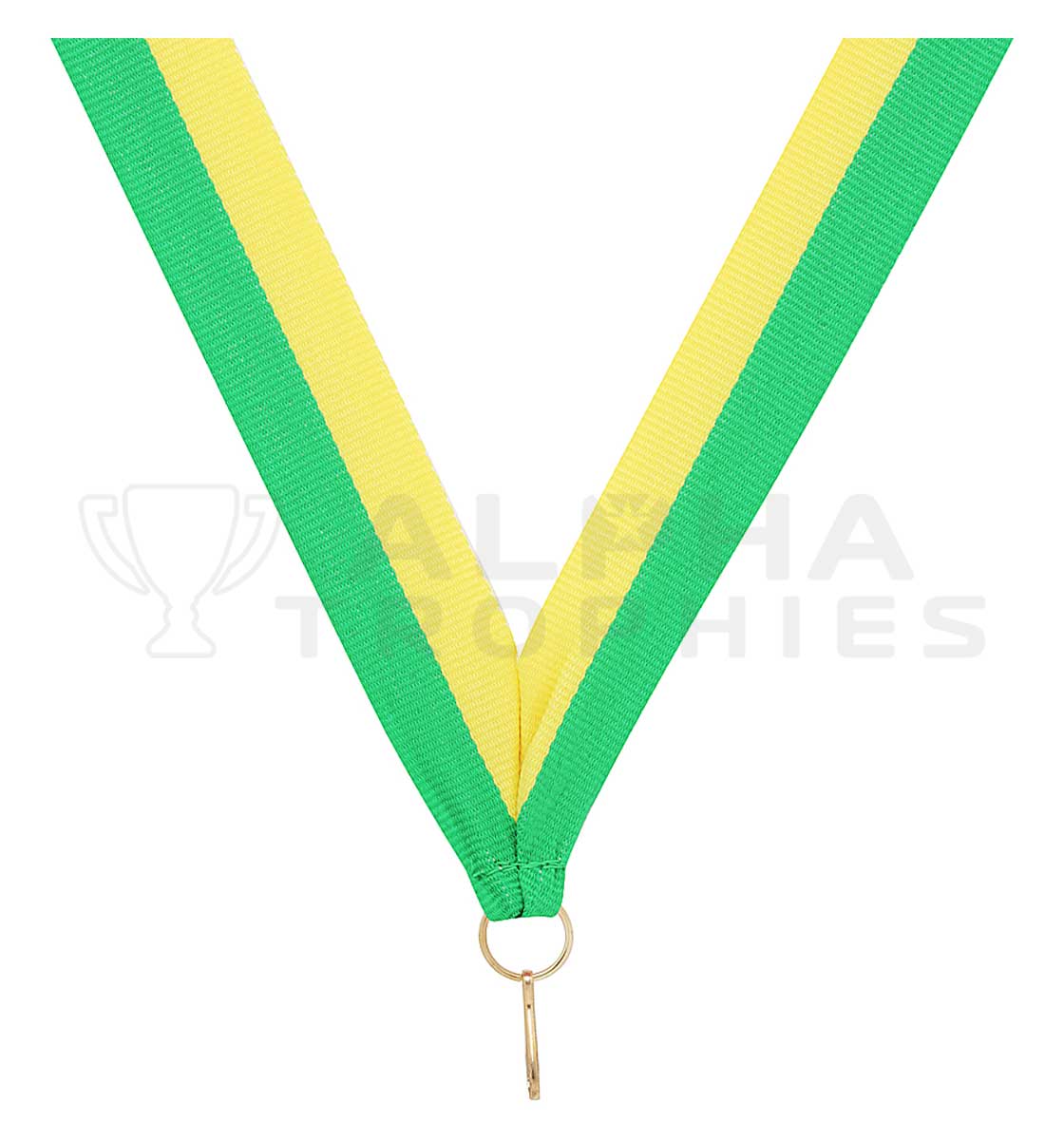 Green / Yellow V Neck Ribbon