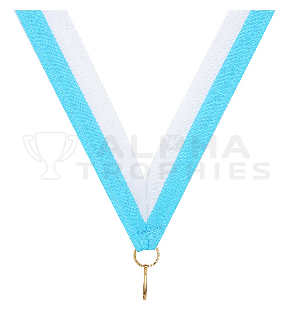 Light Blue  / White V Neck Ribbon