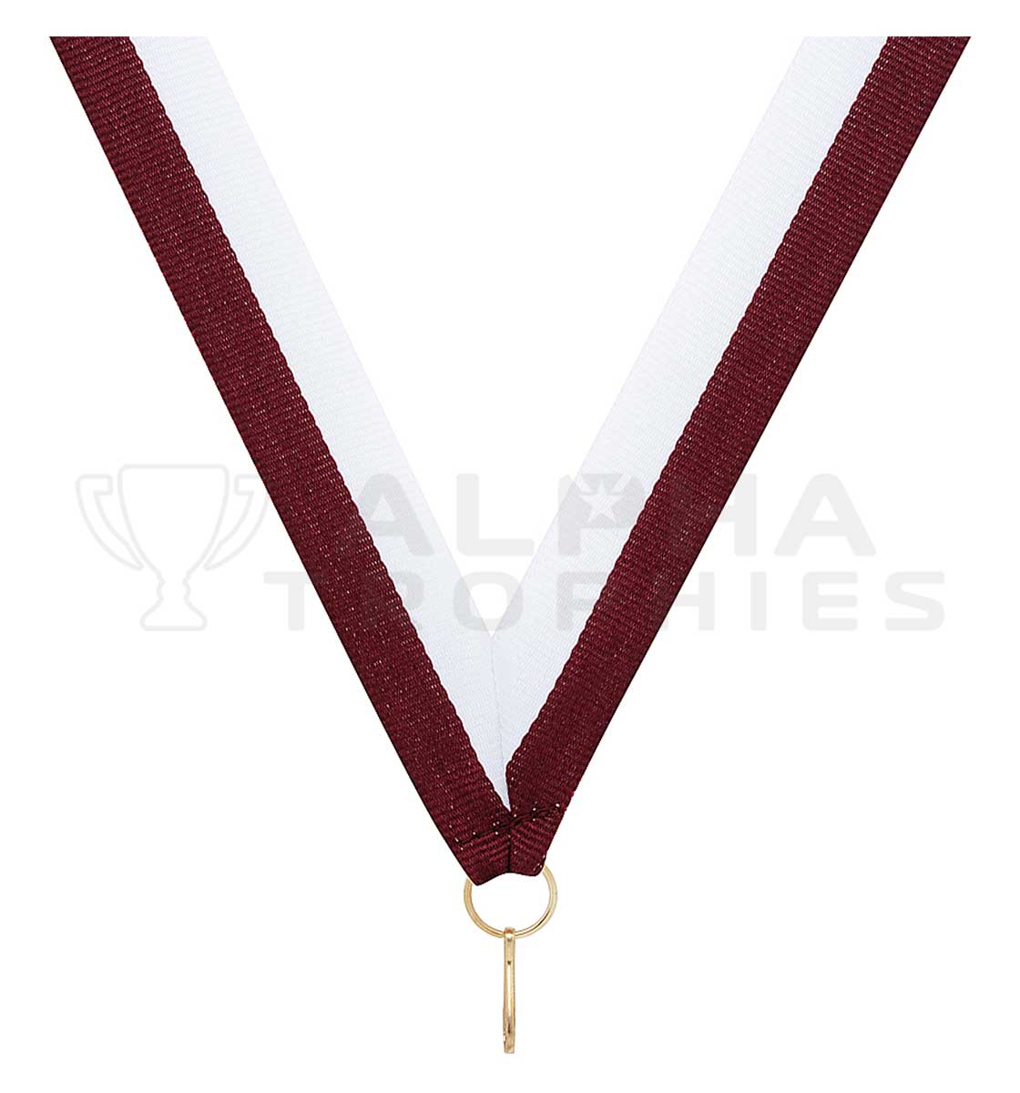 Maroon / White V Neck Ribbon