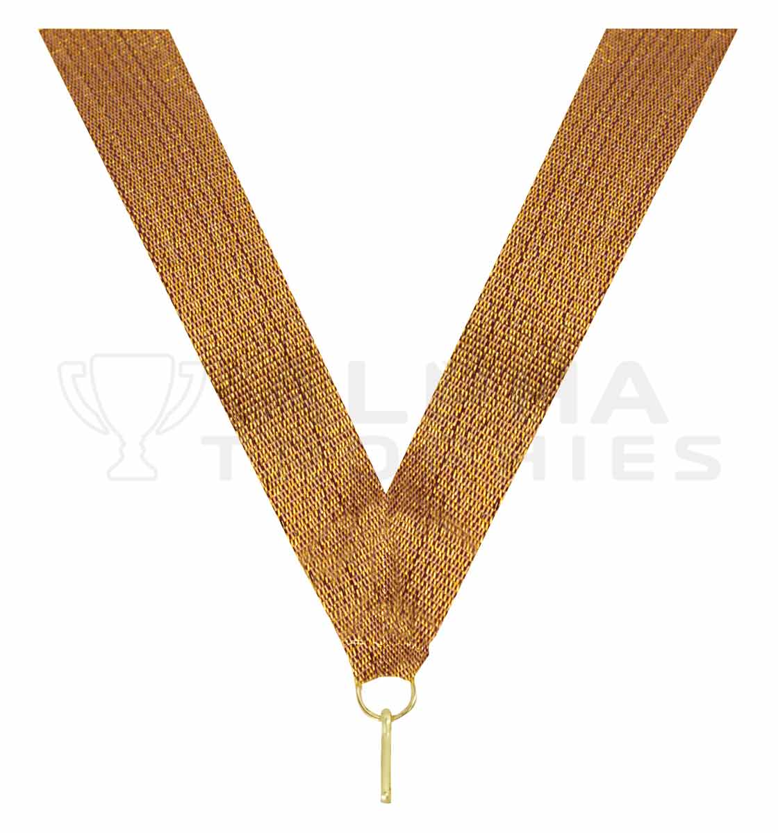 Shiny Bronze V Neck Ribbon