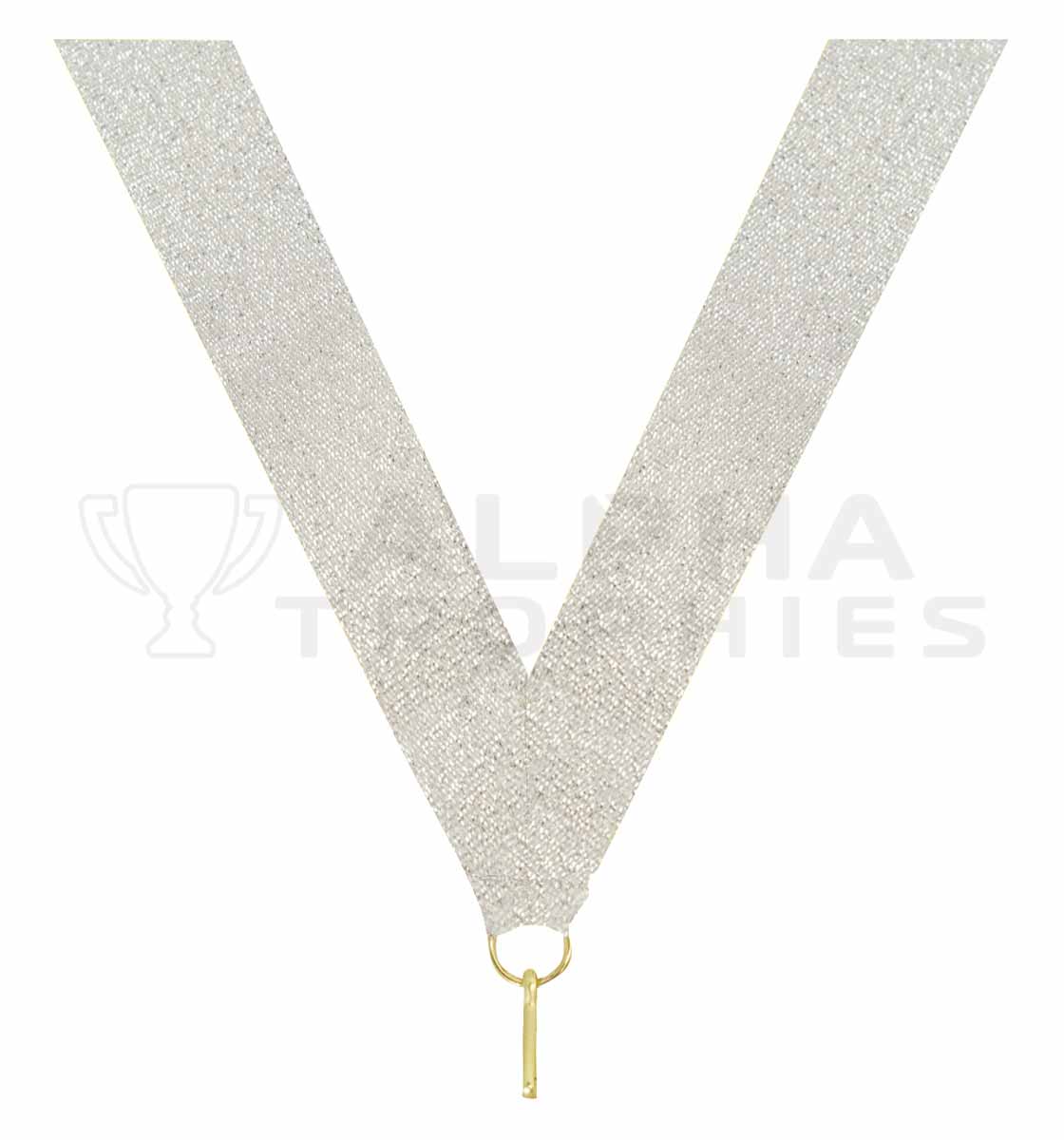 Shiny Silver V Neck Ribbon